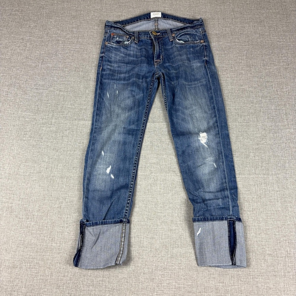 Hudson Crop Muse Jeans Womens 26 Blue Mid Rise Skinny‎ Cuffed Ankle Zip Denim